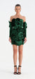 Çiçek Detaylı Kadife Mini Abiye Elbise - 26017C - YEŞİL