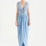 Anvelop Kesim Broş Detaylı Abiye Elbise - 26157C