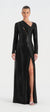 Boncuk İşlemeli Asimetrik Yaka Abiye Elbise - 26049C - SİYAH