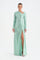 Boncuk İşlemeli Asimetrik Yaka Abiye Elbise - 26049C - MİNT