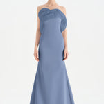 Fishtail Strapless Neckline Evening Dress with Bust Detail - 26102C