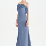 Fishtail Strapless Neckline Evening Dress with Bust Detail - 26102C