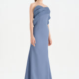Fishtail Strapless Neckline Evening Dress with Bust Detail - 26102C