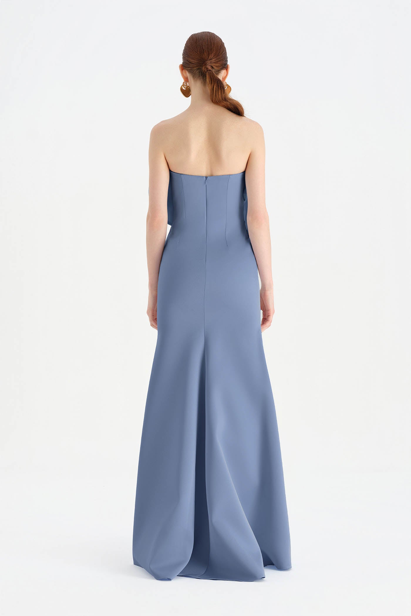 Fishtail Strapless Neckline Evening Dress with Bust Detail - 26102C