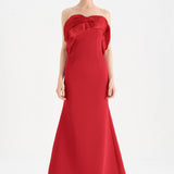 Fishtail Strapless Neckline Evening Dress with Bust Detail - 26102C