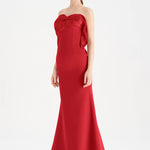 Fishtail Strapless Neckline Evening Dress with Bust Detail - 26102C