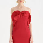 Fishtail Strapless Neckline Evening Dress with Bust Detail - 26102C