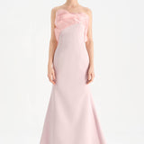 Fishtail Strapless Neckline Evening Dress with Bust Detail - 26102C