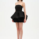 Strapless, Full-Skirted Evening Dress with 3D Floral Details – 26136C