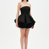 Strapless, Full-Skirted Evening Dress with 3D Floral Details – 26136C