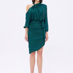 Bateau Neck Detailed Short Evening Dress with Bow - 2202