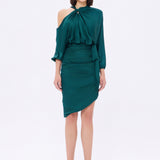 Bateau Neck Detailed Short Evening Dress with Bow - 2202