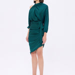 Bateau Neck Detailed Short Evening Dress with Bow - 2202