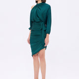 Bateau Neck Detailed Short Evening Dress with Bow - 2202
