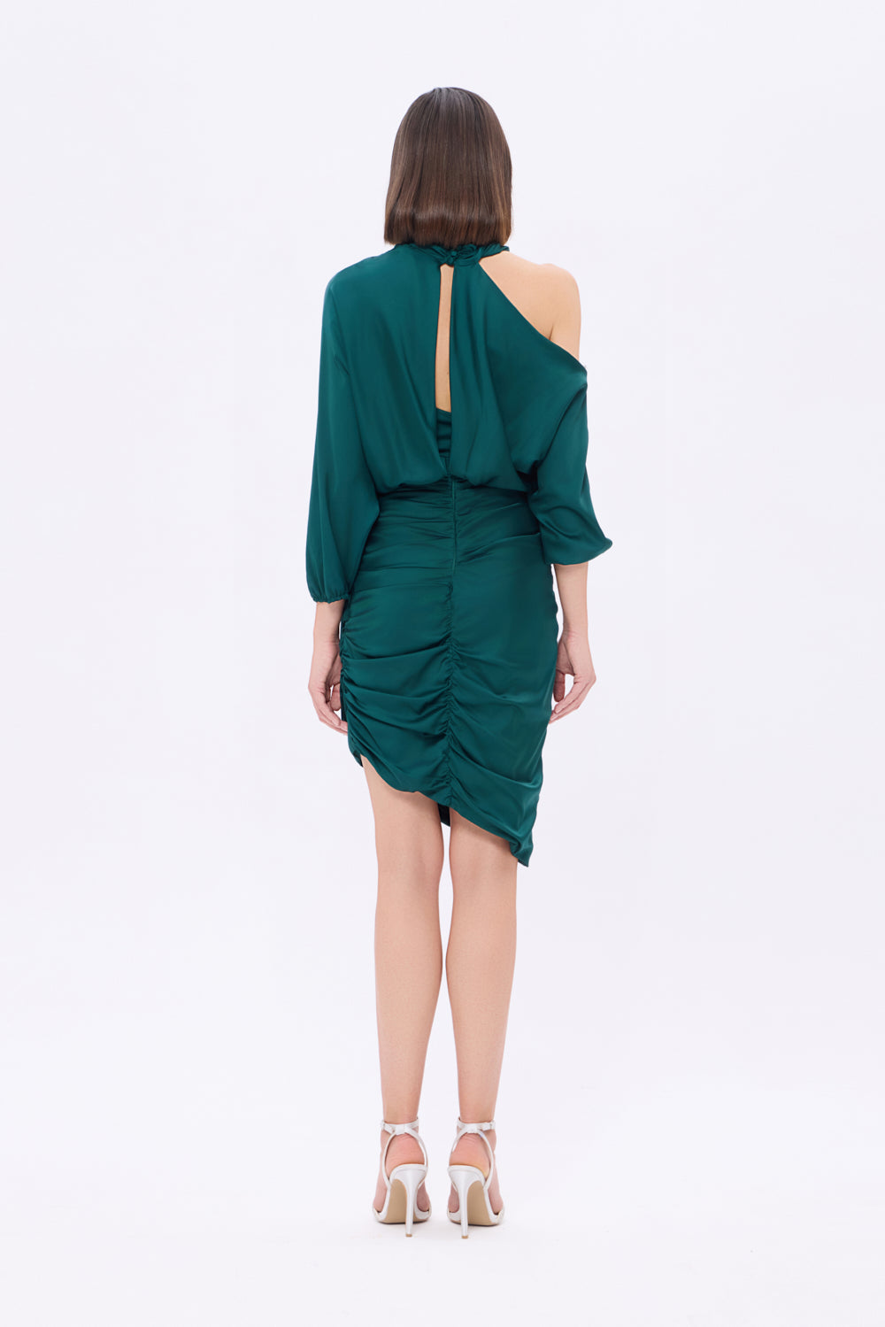 Bateau Neck Detailed Short Evening Dress with Bow - 2202