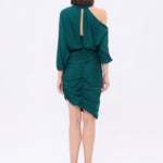Bateau Neck Detailed Short Evening Dress with Bow - 2202