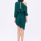 Bateau Neck Detailed Short Evening Dress with Bow - 2202