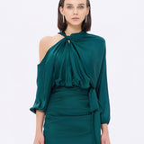 Bateau Neck Detailed Short Evening Dress with Bow - 2202