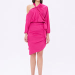 Bateau Neck Detailed Short Evening Dress with Bow - 2202