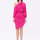 Bateau Neck Detailed Short Evening Dress with Bow - 2202