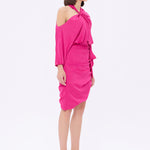 Bateau Neck Detailed Short Evening Dress with Bow - 2202