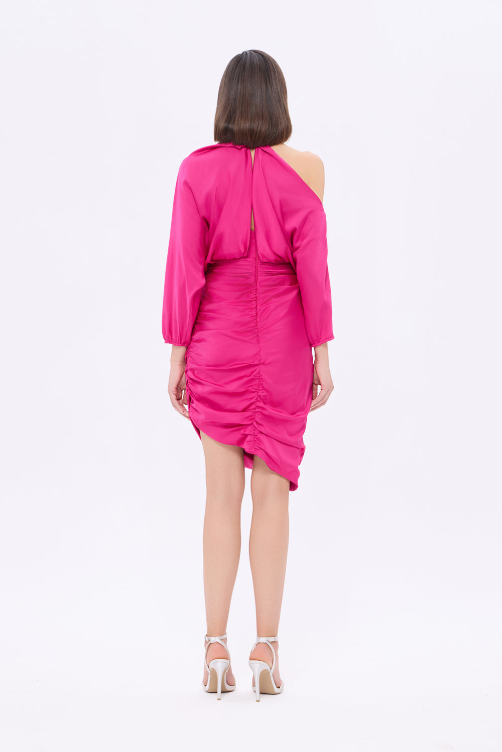 Bateau Neck Detailed Short Evening Dress with Bow - 2202