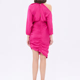 Bateau Neck Detailed Short Evening Dress with Bow - 2202