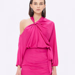 Bateau Neck Detailed Short Evening Dress with Bow - 2202