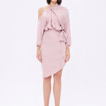 Bateau Neck Detailed Short Evening Dress with Bow - 2202