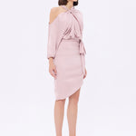 Bateau Neck Detailed Short Evening Dress with Bow - 2202
