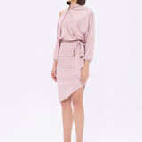 Bateau Neck Detailed Short Evening Dress with Bow - 2202