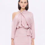 Bateau Neck Detailed Short Evening Dress with Bow - 2202