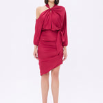 Bateau Neck Detailed Short Evening Dress with Bow - 2202