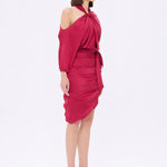 Bateau Neck Detailed Short Evening Dress with Bow - 2202