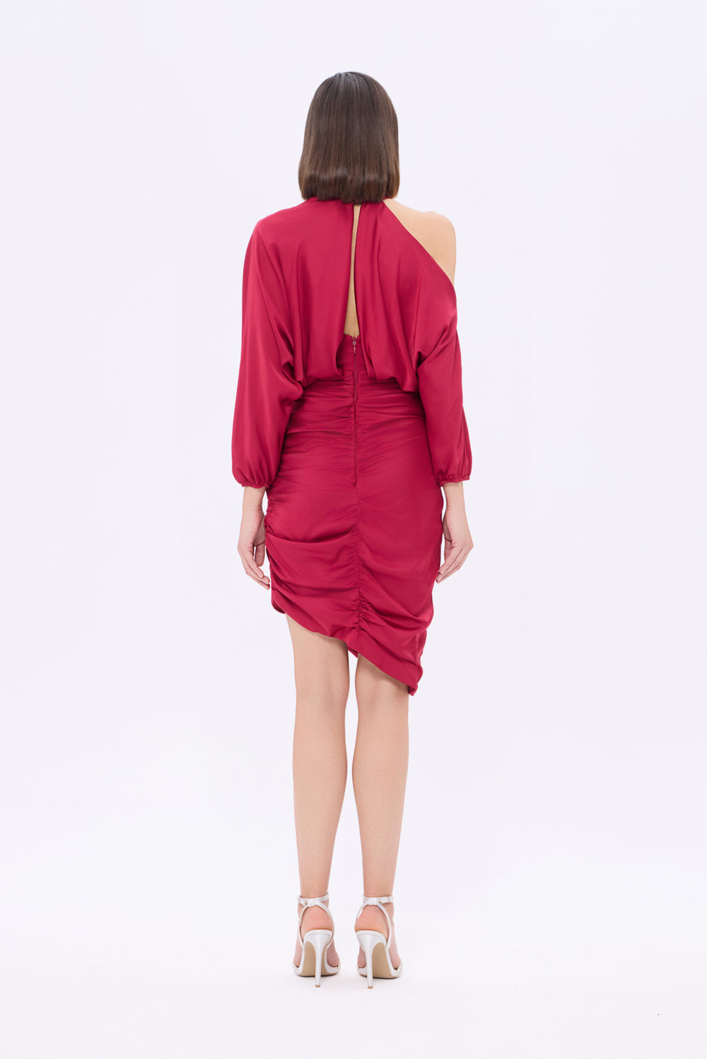 Bateau Neck Detailed Short Evening Dress with Bow - 2202
