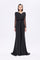 Bust Draped Long Embroidered Fabric Sleeve Evening Dress - 2065