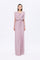Bust Draped Long Embroidered Fabric Sleeve Evening Dress - 2065