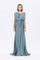 Bust Draped Long Embroidered Fabric Sleeve Evening Dress - 2065