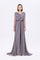 Bust Draped Long Embroidered Fabric Sleeve Evening Dress - 2065