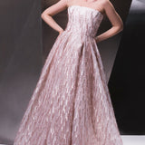 Organze Straplez Prenses Kesim Uzun Abiye Elbise - 9247C