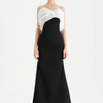 Fishtail Strapless Neckline Evening Dress with Bust Detail - 26102C