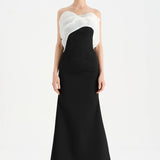 Fishtail Strapless Neckline Evening Dress with Bust Detail - 26102C
