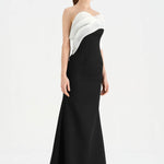 Fishtail Strapless Neckline Evening Dress with Bust Detail - 26102C