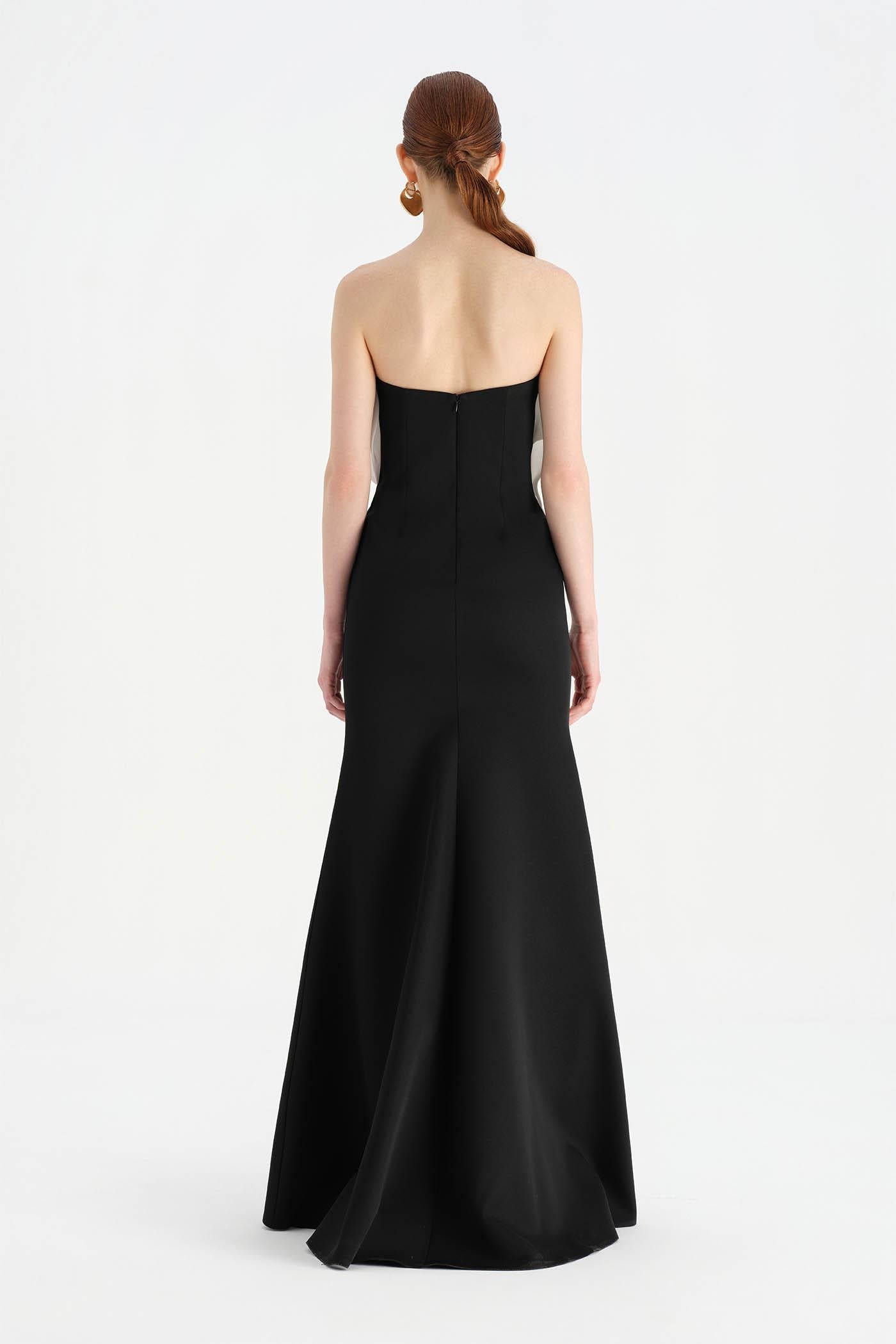 Fishtail Strapless Neckline Evening Dress with Bust Detail - 26102C