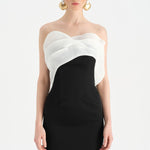 Fishtail Strapless Neckline Evening Dress with Bust Detail - 26102C