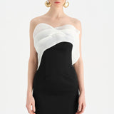 Fishtail Strapless Neckline Evening Dress with Bust Detail - 26102C