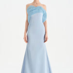 Fishtail Strapless Neckline Evening Dress with Bust Detail - 26102C