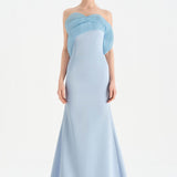Fishtail Strapless Neckline Evening Dress with Bust Detail - 26102C