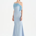 Fishtail Strapless Neckline Evening Dress with Bust Detail - 26102C