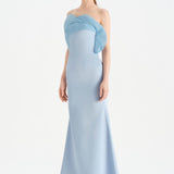 Fishtail Strapless Neckline Evening Dress with Bust Detail - 26102C